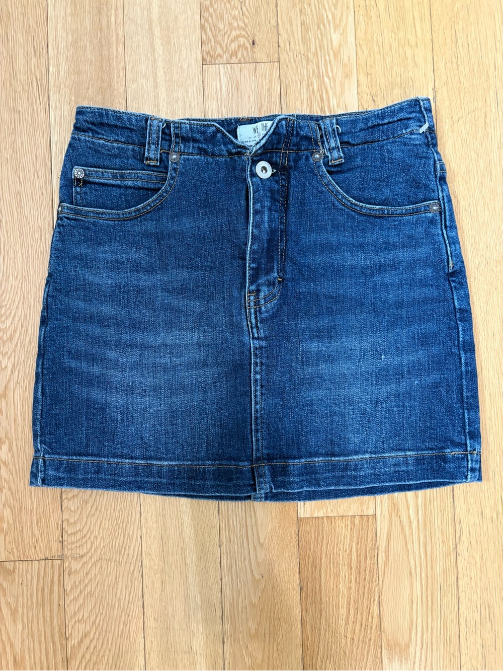 We The Free People She's All That Denim Mini Skirt Medium Wash 26